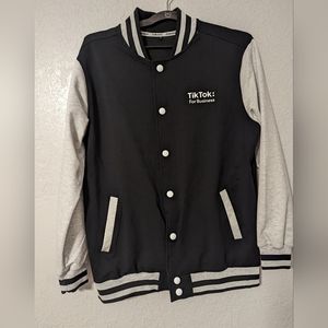 TikTok For Business Black & Gray Varsity Bomber Jacket